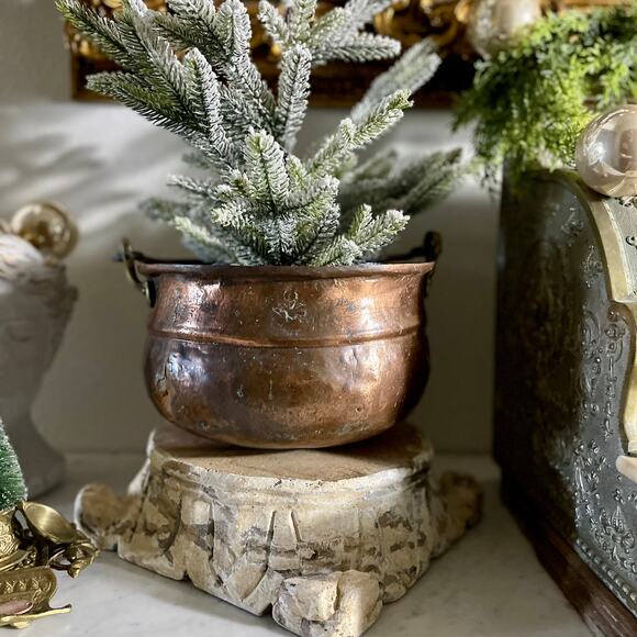 Antique Medium Copper Cauldron Handle Apple Butter Kettle Stock Pot Brass - Picture 7 of 10